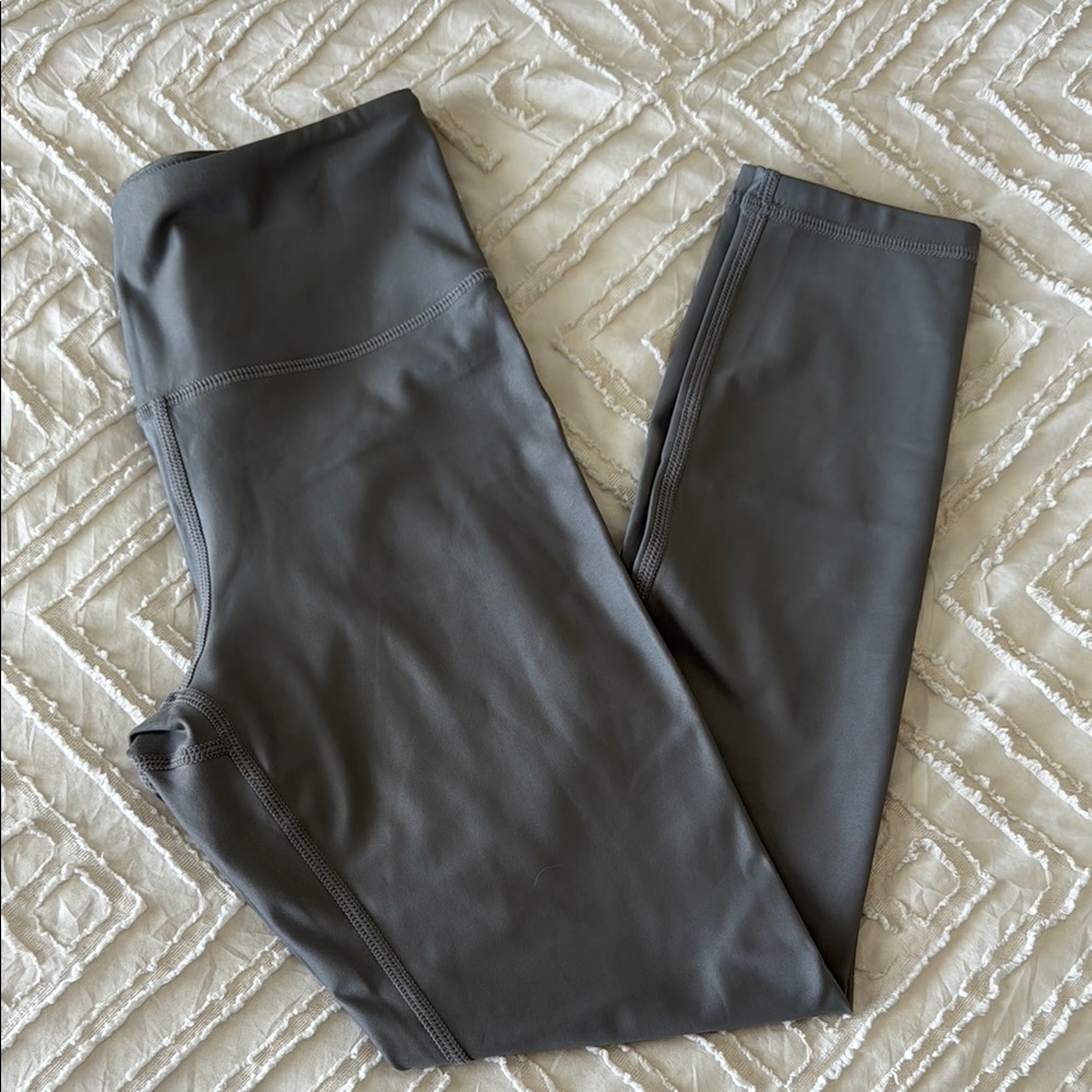 Gray Metallic Leggings 7/8  24”